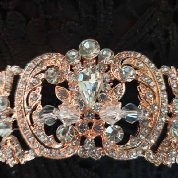 New, unworn Rose Gold Tiara for wedding, pageant, prom, or quinceanera crown main image 5